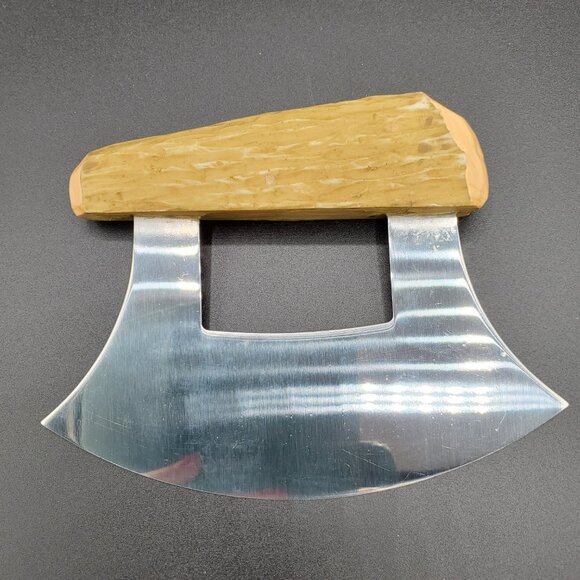 Alaska Carved Antler Stainless Veggie Rocker Chopper Blade - Picture 2 of 4
